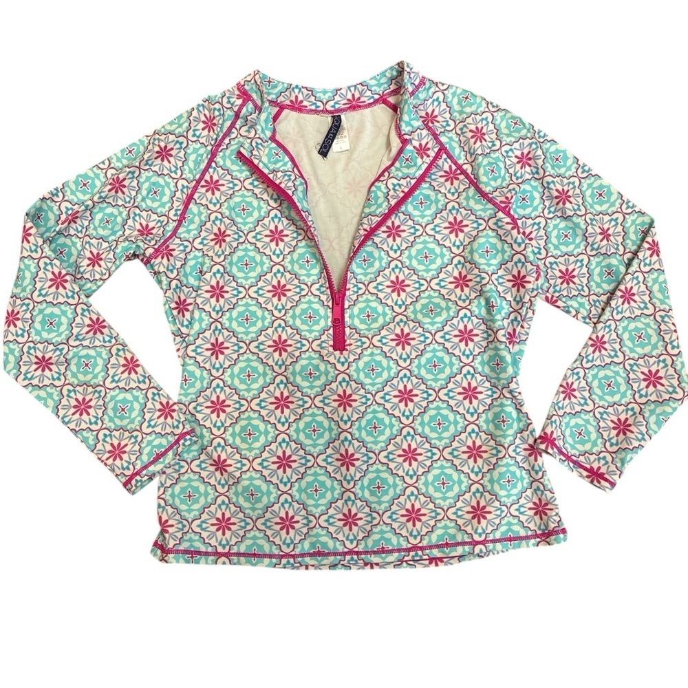 AQUA ET SOL Hilton Head Rash Guard - UPF 50+, Zip Neck, Long Sleeve Large